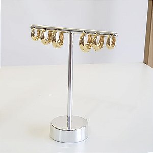 TRIO DE BRINCOS DE ARGOLA LISA BANHADO OURO 18K