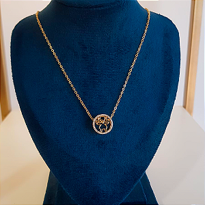 COLAR MENINA CRAVEJADA BANHADO OURO 18K
