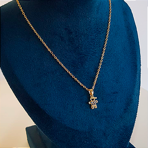 COLAR MENINO CRAVEJADA BANHADO OURO 18K