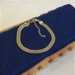 PULSEIRA TELA BANHADA OURO 18K
