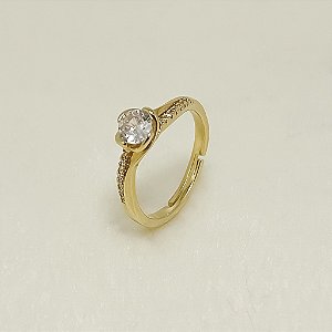 ANEL REGULÁVEL CRAVEJADO COM ZIRCÔNIAS - BANHO OURO 18K