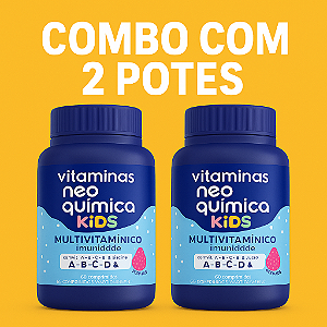 2 Potes de vitamina Neo Quimica Kids Multivitaminico Imunidade com 60 cápsulas cada
