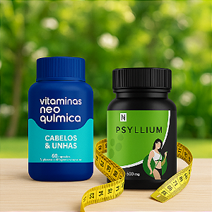 Psyllium 60 Cápsulas 500mg NATURALY + Brinde Grátis Vitamina Neo Química Cabelos e Unhas com 60 cápsulas