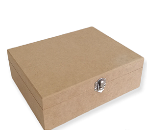 CAIXA MDF CRU COM FECHO, COM 4 DIVISÓRIAS - 22X18X7,5