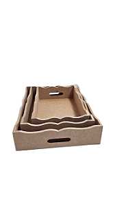 BANDEJA RETANGULAR ONDULADA EM MDF 6 MM P/M/G