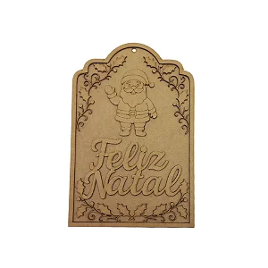 Quadro MDF Feliz Natal com Papai Noel
