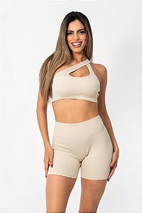 Conjunto Shorts Essence Bege