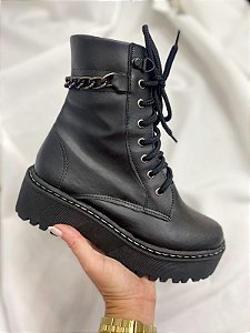 Coturno Feminino Militar Tratorado com Corrente