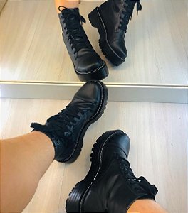 Coturno Feminino Tratorado Bota Preta ou Bege Original Tratorada