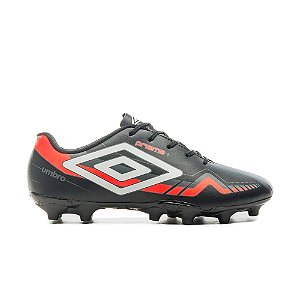 Chuteira Umbro Campo Prisma+ Infantil Preto Vermelho