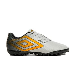 Chuteira Umbro Society Warskin Masculino Branco Amarelo Preto