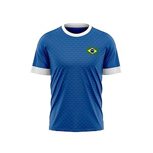 Camisa Braziline Brasil Jatobá Infantil Azul Branco