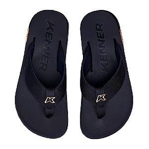 Chinelo Kenner Kivah TKS Unissex Preto Dourado