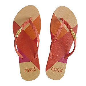 Chinelo Coca Cola Geometry 24/25 Feminino Coral Coral