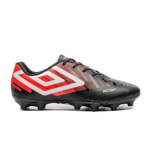 Chuteira Umbro Campo Action Masculina Preto Vermelho