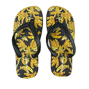 Chinelo Farm Feminino Salto Rastreiro Preto Amarelo