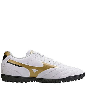 Chuteira Mizuno Society Morelia Club AS Masculina Branco Dourado