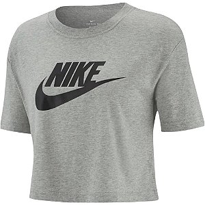 Camiseta Cropped Nike Essential Icon Futura Cinza