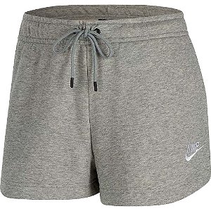 Bermuda Nike Essential Moletom Feminina Cinza Branco