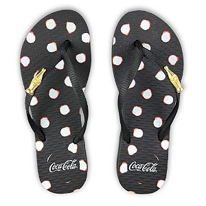 Chinelo Coca Cola Mix Poa 23/24 Feminino Preto Preto