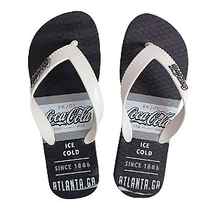 Chinelo Coca Cola Atlanta Bands 24/25 Masculino Preto Branco