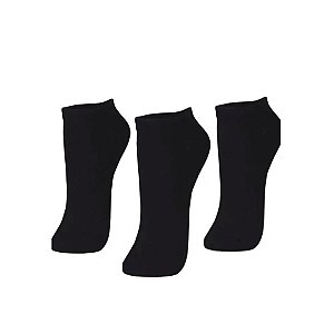 Meia Puket Sapatilha Tripack Variante Feminina Preto
