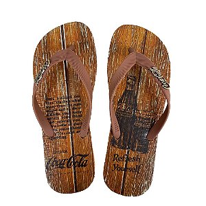 Chinelo Coca Cola Nickel Wood 2 24/25 CC4426 Masculino Bege Marrom