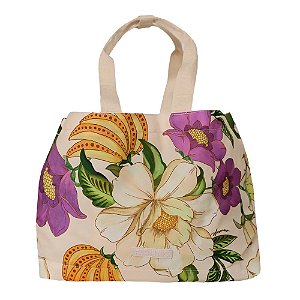 Bolsa Farm Totebag Carioca Pássaro em Flor Bege Floral