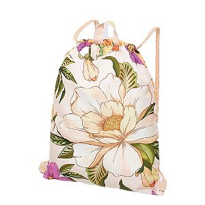 Bolsa Farm Praiana Pássaro em Flor Bege Amarelo
