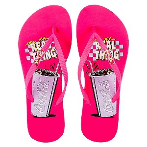 Chinelo Coca Cola Real Thing CC4148 Feminino Rosa Claro Pink