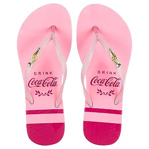Chinelo Coca Cola Streifen CC4143 Feminino Rosa Claro