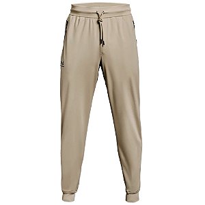 CALÇA UA SPORT TRICOT BEGE/PTO