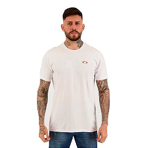 Camisa Oakley Mod Ellipse Tee Masculina Branca Laranja
