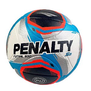 Bola Penalty Futsal 500 S11 R2 XXV Branco Preto Azul Coral