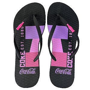 Chinelo Coca Cola Block Color 24/25 CC4475 Feminino Preto Preto