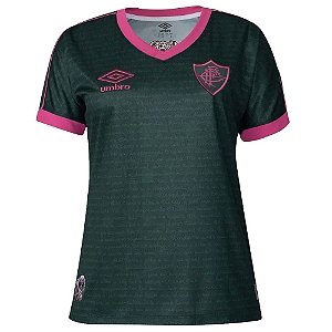 Camisa Oficial Fluminense III 23/24 Cartola Feminina Verde Rosa