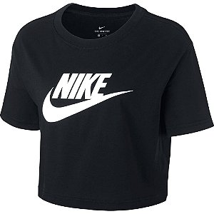 Camiseta Cropped Nike Essential Icon Futura Preta