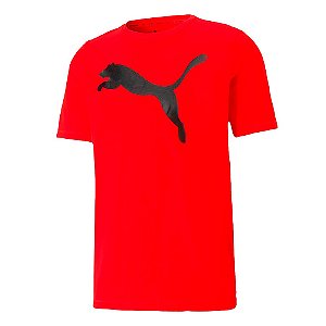 Camisa Puma Active Big Logo Tee Masculina Vermelho Preto