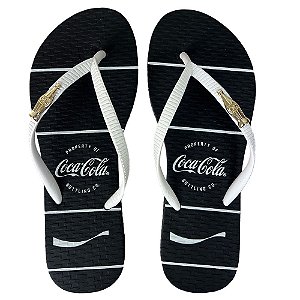 Chinelo Coca Cola Flam 24/25 CC4490 Feminino Preto Branco
