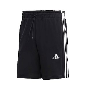 Bermuda Adidas 3 Stripes French Terry Masculina Preto Branco