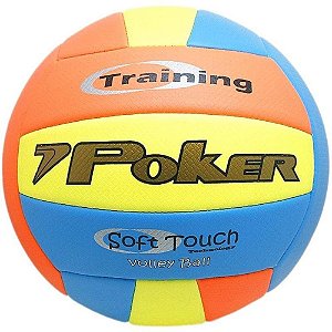 Bola Poker Oficial Vôlei Training Neon Azul Amarelo Laranja