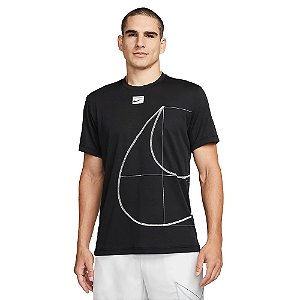 Camisa Nike Dri-Fit Q5 Masculina Preto Branco