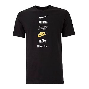 Camisa Nike Tee Club Logos Masculina Preto