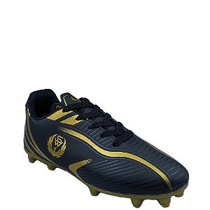 Chuteira Campo Sport West 713 Unissex Preto Dourado Verniz