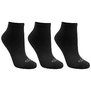 Kit Meia Olympikus C/3 Pares Cano Curto Feminina Preto