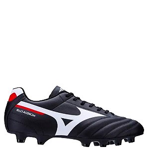 Chuteira Mizuno Morelia Club MD Campo Masculino Preto Branco Vermelho