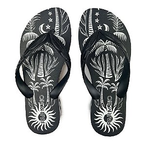 Chinelo Farm Feminino Salto Rastreio Preto Coqueiral
