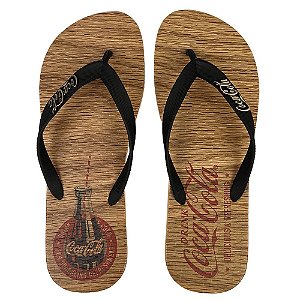 Chinelo Coca Cola Wood Straw 24/25 CC4511 Masculino Marrom Preto