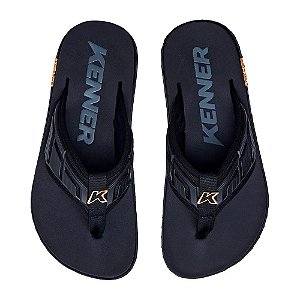 Chinelo Kenner Kivah Full Force Unissex Preto Preto Dourado