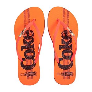 Chinelo Coca-Cola Coke Bands Feminino Vermelho Laranja Neon